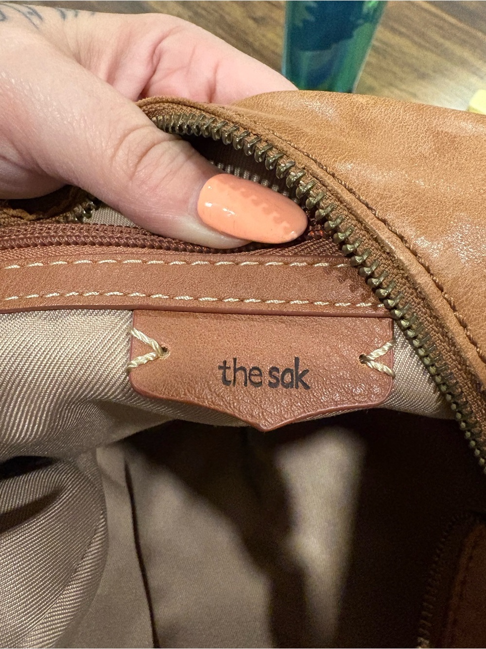 The Sak Embossed Cognac Shoulder Bag - Picture 4 of 5